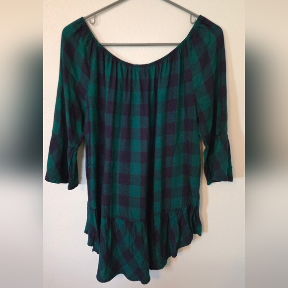 Westbound Green Plaid Top Size Medium - Picture 2 of 6
